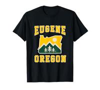 Minimalist Mountain Graphic Oregon Map Eugene Vintage Travel T-Shirt