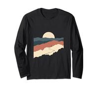Minimalist Mountain Sunrise Trail Runner Scene Long Sleeve T-Shirt