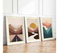Minimalist Mountain Visions Minimalist Set of 3 Framed Wall Art Prints A4