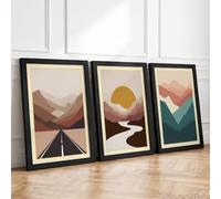 Minimalist Mountain Visions Minimalist Set of 3 Framed Wall Art Prints A4