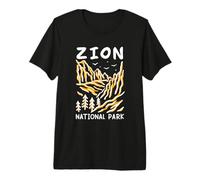 Minimalist Mountains Canyon Cliffs Zion Utah Outdoor Travel Premium T-Shirt