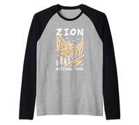 Minimalist Mountains Canyon Cliffs Zion Utah Outdoor Travel Raglan Baseball Tee