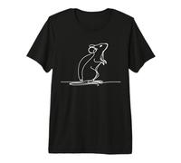 Minimalist Mouse One Line Drawing Art Continuous Sketch Premium T-Shirt