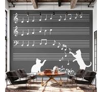 Minimalist Music Animals Mural Wallpaper, Sheet Music Cat Wall Murals for | Children Nursery Bedrooms Living Room Wall Mural Art Decor 450 x 315 cm(W x H) Wall Decoration Paper