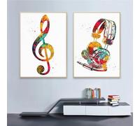 Minimalist Music Note Canvas Wall Art Poster Modern Colorful Earphone Wall Painting for Bedroom Decor 60x80cmx2 frame