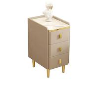 Minimalist Narrow Nightstand with Drawer, Mid-Century Modern Microfiber Leather Slim Bedside Table, Tall End Table Metal Legs for Bedroom & Living Room, Small Spaces (Color : Khaki, Size 25x4