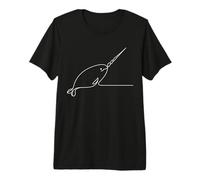 Minimalist Narwhal Line Art Arctic Whale Drawing Premium T-Shirt