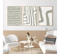 Minimalist Neutral Gallery Line Wall Art Decor Sage Green Boho Canvas Poster Painting Mid Century Beige Pictures Prints 20x35cmx3 Frameless
