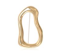 Minimalist Nordic Brooch, Hollow Organic Metal Pin | 6.5cm fluid hollow metal shape, lightweight for loose coats and office wear, adds geometry without bulk.
