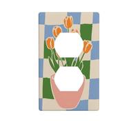 Minimalist Orange Tulips in Pink Pot Outlet Cover Light Switch Cover Decorative 1 Gang Wall Plate for Kitchen Room Bathroom Size 7x11.4cm