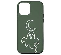 Minimalist Outline Ghost and Crescent Moon Graphic Case for iPhone 12 mini