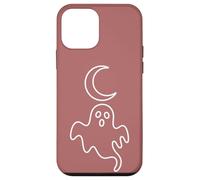 Minimalist Outline Ghost and Crescent Moon Graphic Case for iPhone 12 mini