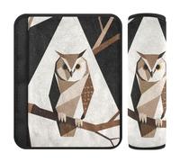 Minimalist Owl Art Brown 2 pcs carseat Straps Covers, Stop seat Belt Cutting into Neck, Covers for seat Belts