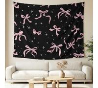 Minimalist Pastel Goth Romantic Tapestry Wall Hanging, 130 x 150 cm Bow Five-Pointed Star Wall Art Blanket Decorative College Room Hostel Decorations Bedroom Living Room Decor