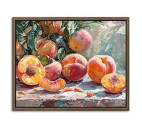 Minimalist Peaches Painting Wall Art Rustic Kitchen Wall Decor Abstract Classical Fruits Canvas Prints Pictures Vintage Farmhouse Poster Retro Framed Artwork for Dining Room Home Decorations 20x25cm