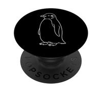 Minimalist Penguin Silhouette Line Art Design PopSockets Adhesive PopGrip