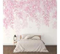 Minimalist Pink Leaf Art 3D Wallpaper Premium Textured Silk Study Dining Living Room Bedroom Sofa TV Wall Easy Install-150cm×105cm