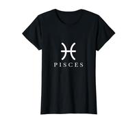 Minimalist Pisces Astrology Symbol Horoscope Sign Value Graphic T-Shirt, Women, Black, L