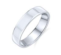 Minimalist Plain Simple .925 Sterling Silver Flat Couples Wedding Band Ring For Women For Men 4MM