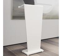 Minimalist Podium Speaker Stand 45" White Wood Presentation Lectern Elegant Teaching Pulpit for Schools Weddings and Offices - Modern Design Construction