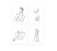 Minimalist Poster Line Drawing Wall Art Decor,Abstract Line Art Poster Canvas Painting,Modern Single Line Aesthetic Black and White Woman Picture for Living Room Bedroom Decor,No Frame,30*40 CM