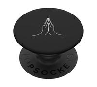 Minimalist Praying Hands Namaste - Anthracite PopSockets Adhesive PopGrip