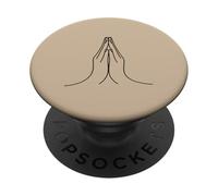 Minimalist Praying Hands Namaste - Beige PopSockets Adhesive PopGrip