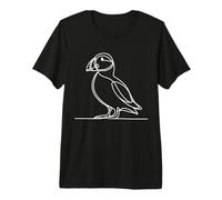 Minimalist Puffin Line Art Drawing Bird Illustration Premium T-Shirt