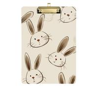 Minimalist Rabbit Cute Cartoon Acrylic clipboard Occupational Therapy Standard Letter A4 Size Plastic for Soccer Truck Driver Gold 12x9in Tablas para escribir