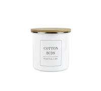 Minimalist Range Medium 11cm Cotton Buds Storage Canister - White Metal Enamel Kitchen And Bathroom Storage Container