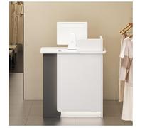 Minimalist Reception Desk Durable ScratchResistant DoubleLayer Design Cable Management Holes Lockable Drawer with Silent Slides 47.2"x17.7"x37.4"