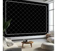 Minimalist Rectangle Grid Photo Wallpaper 250 x 175 cm Non-Woven Premium Fleece Wall Mural, Black Bedroom Dining Room Kitchen Living Room Decoration Poster