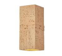 Minimalist Rectangular Yellow Travertine Wall Light, Industrial Style Single Head Wall Lamp, LED Warm Light Flush Mount Wall Sconce, Restaurant Bedroom Wall Mounted Light Fixtures