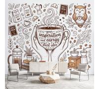 Minimalist Retro Wallpaper - Coffee Hand Owl Wall Mural - Wall Decoration Wallpaper Paper Poster for Teen Kids Bedroom Living Room Bedroom - 400 x 280 cm
