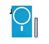 Minimalist RFID Blocking Card Holder Wallet, Slim Aluminum Design, Black, with Quick Access Pull Tab, Modern Credit Card Organizer, Blue, Modern