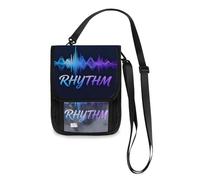 Minimalist Rhythm Blue Purple Gradient Travel Wallet Passport Holder Travel Organizer Slim Lightweight Crossbody Bag with Adjustable Strap