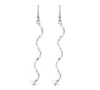 Minimalist Ribbon Spiral Twist Boho .925 Sterling Silver Dangle Earrings