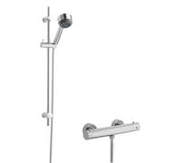 Minimalist Round Bar Valve & Linear Slide Rail Kit Shower Set - Chrome - Balterley