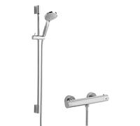 Minimalist Round Bar Valve & Slimline Slide Rail Shower Set - Chrome - Balterley