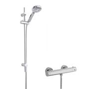Minimalist Round Bar Valve & Water Saving Slide Rail Kit Shower Set - Chrome - Balterley
