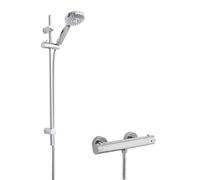 Minimalist Round Bar Valve & Water Saving Slide Rail Kit Shower Set - Chrome - Balterley