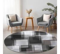 Minimalist Round Rug 100 cm, Modern Abstract Geometric Square Circle Area Rugs Living Room Washable Non Slip Soft Carpet Mat for Bedroom Bedside Kitchen Home Floor Mat Decor