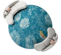 Minimalist Round Rugs for Living Room 60cm, Blue Washable Soft Fluffy Circle Rug, Non Slip Lines Flowers Birds Area Rug for Bedroom Kids Room Kitchen Hallway Dining Room