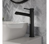 Minimalist Round Tall Mono Basin Mixer Tap - Matt Black