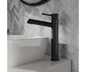 Minimalist Round Tall Mono Basin Mixer Tap - Matt Black