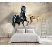 Minimalist Running Horse Personalised Vintage Art 3D Wallpaper Silky Texture Home Study Office Grey Dining Room Sofa Bedroom Living Room TV Backdrop-150cm×105cm