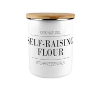 Minimalist Self-Raising Flour Canister - Modern Black & White Home/Kitchen Large Enamel Food Storage Jar Gift