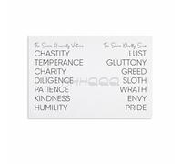 Minimalist Seven Virtues Seven Sins Poster, Simple Theology Quote Art, Modern Christian Wall Decor for Bedroom(Framed,08x12inch(20x30cm))
