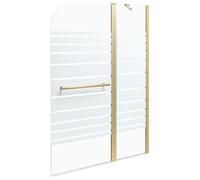 Minimalist Shower Bath Screen with Doors Tempered Glass 140 x 100 cm Gold Tuapi