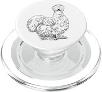 Minimalist Silkie Chicken Pattern Line Art Farmer Mom PopSockets PopGrip for MagSafe